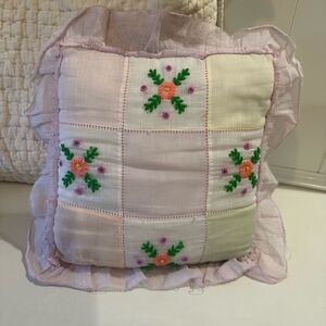 Vintage Handmade Embroidered Throw Pillow